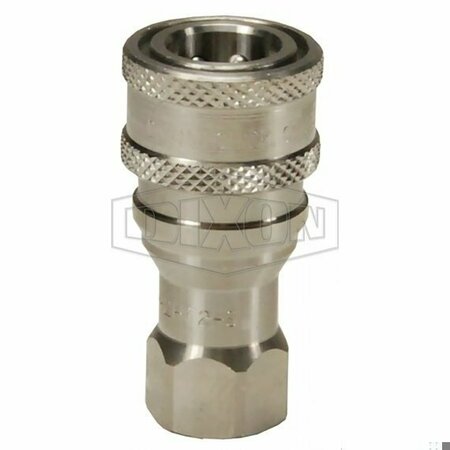 DIXON DQC H Industrial Interchange Poppet Valve Female Coupler, 1/4-19 Nominal, Female BSPP, 303 Stainless 2HBF2-S